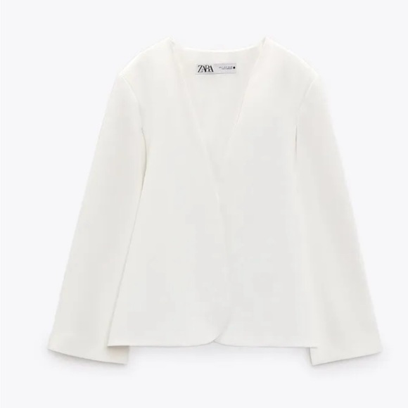 Zara Net Cape White Blazer Jacket Coat - Picture 9 of 10
